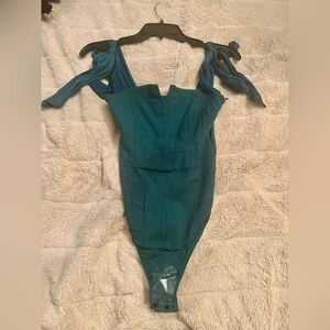 Free People Women's Lola Thong Bodysuit, green, XS